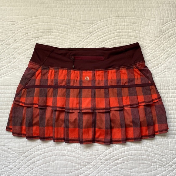 lululemon athletica Pants - Lululemon Pace Setter Pleated Mini Skirt Skort Plaid Yama Check Bordeaux Drama 6